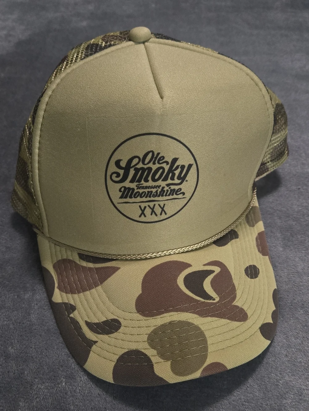 Ole Smoky Trucker Hat Green Brown OS Snapback Camo Rope Tennessee Moonshine Mesh